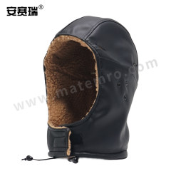 安赛瑞 安全帽防寒内衬 3A00219 顶 均码 PU皮 摇粒绒  黑色